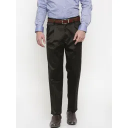 Peter England Men Green Slim Fit Solid Formal Trousers-picture-15