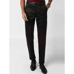 Peter England Men Green Slim Fit Solid Formal Trousers-picture-30