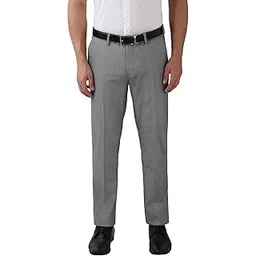 peter england Men Grey Dots Slim Fit Trousers-picture-12
