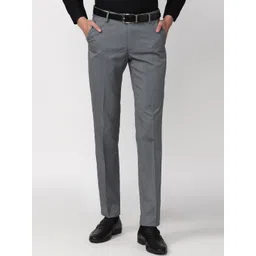Peter England Men Grey Slim Fit Trousers-picture-11