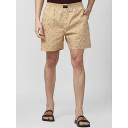 Peter England Men Khaki Printed Pure Cotton Boxers-picture-39