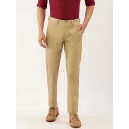Peter England Men Khaki Slim Fit Trousers-picture-15