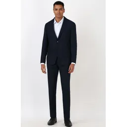 peter england Men Men Navy Dots Slim Fit Formal Two Piece Suit Graphic Print Suit-picture-47