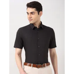 Peter England Men Micro Checked Spread Collar Regular Fit Formal Shirt-picture-18