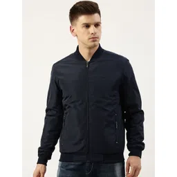 Peter England Men Navy Blue Bomber Jacket-picture-40