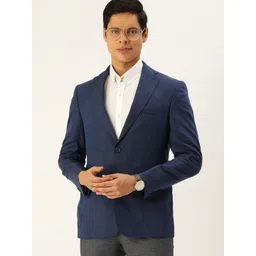 Peter England Men Navy Blue Neo Slim Fit Solid Single-Breasted Formal Blazer-picture-38