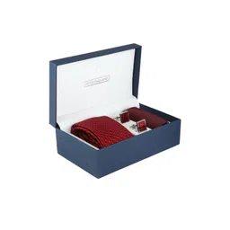Peter England Men Red & Silver-Toned Patterned Accessory Gift Set-picture-14