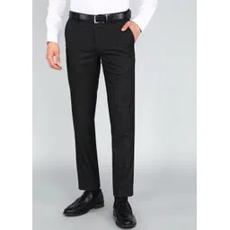 peter england Men Slim Fit Black Polycotton Trousers-picture-13