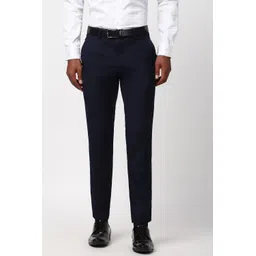 peter england Men Slim Fit Blue Polyester Trousers-picture-12