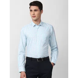 Peter England Men Slim Fit Checked Formal Shirt-image-42
