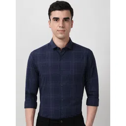 Peter England Men Slim Fit Checked Spread Collar Formal Shirt-picture-41