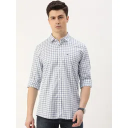 Peter England Men Slim Fit Opaque Checked Casual Shirt-picture-41
