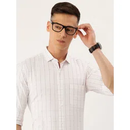 Peter England Men Slim Fit Opaque Checked Formal Shirt-image-38