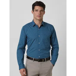 Peter England Men Slim Fit Spread Collar Geometric Printed Cotton Formal Shirt-image-37