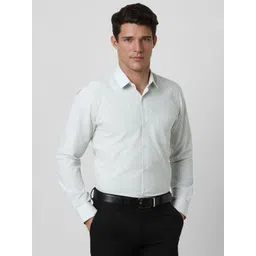 Peter England Men Slim Fit Spread Collar Micro Checked Cotton Formal Shirt-picture-23