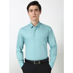 Peter England Men Slim Fit Spread Collar Solid Cotton Formal Shirt-picture-16