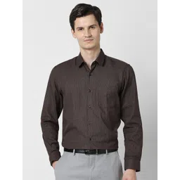 Peter England Men Slim Fit Spread Collar Textured Cotton Formal Shirt-picture-13