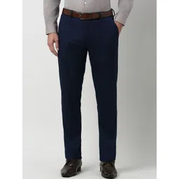 Peter England Men Slim Fit Textured Formal Trousers-picture-18