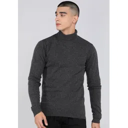 peter england Men Solid Turtle Neck Grey Sweater-picture-29