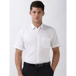 Peter England Men Spread Collar Geometric Printed Cotton Formal Shirt-picture-31