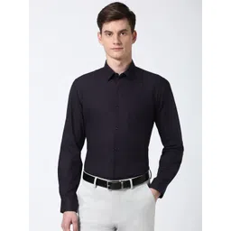 Peter England Men Spread Collar Micro Checked Cotton Slim Fit Casual Shirt-picture-28