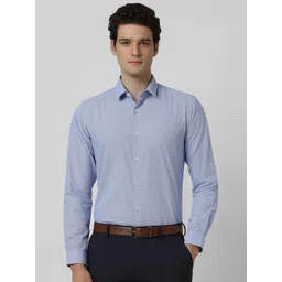 Peter England Men Spread Collar Micro Checked Slim Fit Cotton Formal Shirt-picture-25