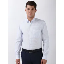 Peter England Men Spread Collar Pinstripes Striped Cotton Formal Shirt-picture-21