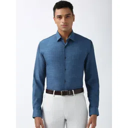 Peter England Men Spread Collar Solid Cotton Slim Fit Formal Shirt-picture-31