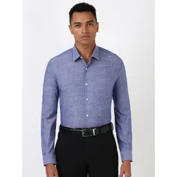 Peter England Men Spread Collar Solid Cotton Slim Fit Formal Shirt-picture-33