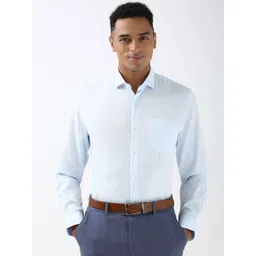 Peter England Men Spread Collar Solid Cotton Slim Fit Formal Shirt-picture-41