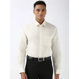 Peter England Men Spread Collar Solid Cotton Slim Fit Formal Shirt-picture-33