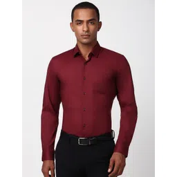 Peter England Men Spread Collar Solid Cotton Slim Fit Formal Shirt-picture-41