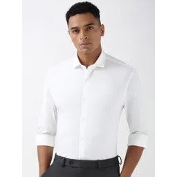 Peter England Men Spread Collar Solid Cotton Slim Fit Formal Shirt-picture-40