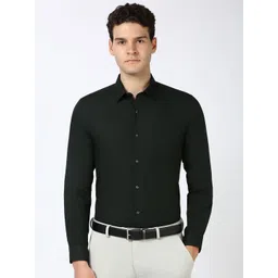 Peter England Men Spread Collar Solid Cotton Slim Fit Formal Shirt-picture-37