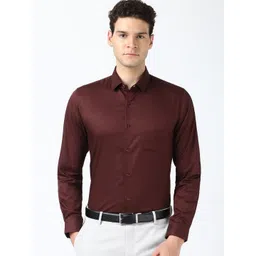 Peter England Men Spread Collar Solid Cotton Slim Fit Formal Shirt-picture-38