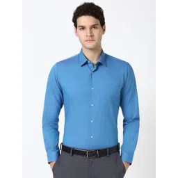 Peter England Men Spread Collar Solid Cotton Slim Fit Formal Shirt-picture-36