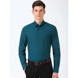 Peter England Men Spread Collar Solid Cotton Slim Fit Formal Shirt-picture-32