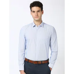 Peter England Men Spread Collar Vertical Striped Cotton Formal Shirt-picture-18