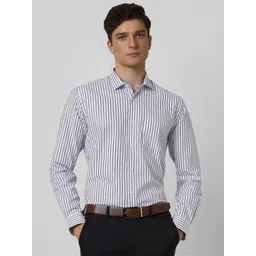 Peter England Men Spread Collar Vertical Striped Cotton Formal Shirt-picture-11