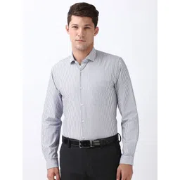 Peter England Men Spread Collar Vertical Striped Cotton Slim Fit Formal Shirt-picture-41