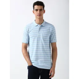 Peter England Men Striped Polo Collar Cotton T-Shirt-picture-16