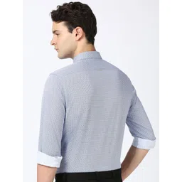 Peter England Men Super Spread Collar Geometric Printed Cotton Slim Fit Formal Shirt image 4