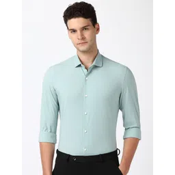 Peter England Men Super Spread Collar Solid Slim Fit Formal Shirt-picture-13