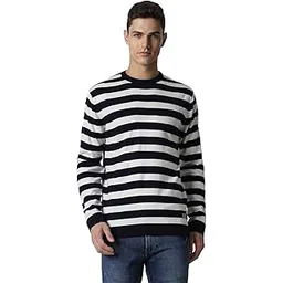 peter england Men's Acrylic Stripe Round Crew Neck Sweater-picture-20