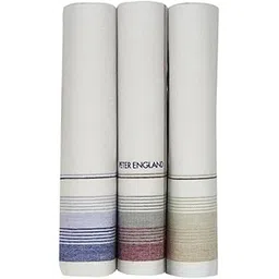 peter england Men's Cotton Color Border Casual Style Handkerchief (Pack Of 3) - Beige,Blue & Maroon-picture-34