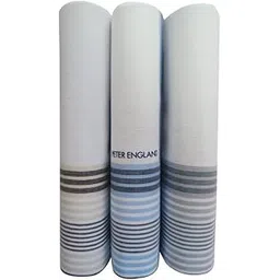 peter england Men's Cotton Color Border Handkerchief (Pack of 3) White, Blue, Grey & Beige-picture-39