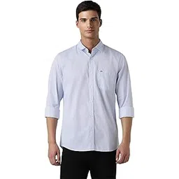 peter england Men's Everyday Ditsy Print Slim Fit Full Sleeve Casual Shirt|100% Cotton,42,Light Blue-picture-11