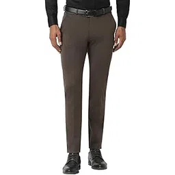 peter england Men's Premium Formal Stretchable Knit Super Slim Fit Trouser | Comfort Lycra | 360-Degree Stretch Brown-picture-17