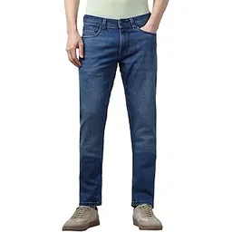 peter england Men's Slim Tapered Jeans | Denim Mid Wash | Casual Wear | Modern Fit-picture-10