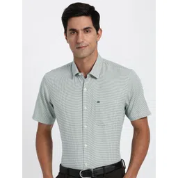 Peter England Micro Checks Printed Spread Collar Formal Shirt-picture-27